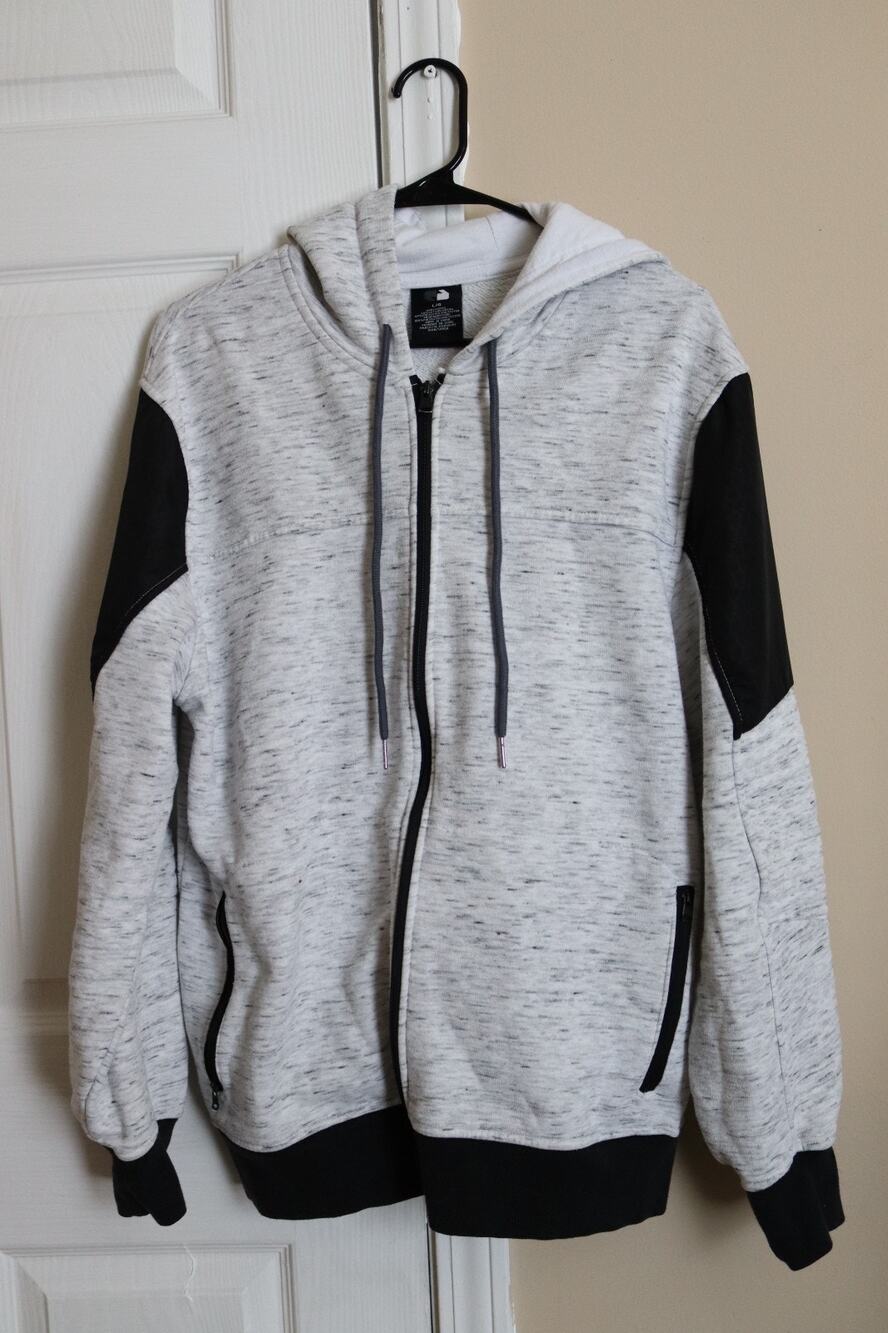 CSG - Gray Black Full Zip Hoodie Jacket - Zip Pockets - Size L